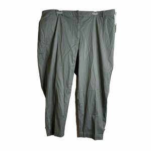 Talbots Womens Perfect Crop Olive Green Pants Size 22W Curvy Slim Leg Elastic